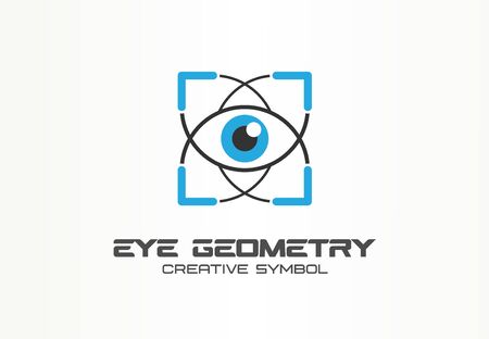 Eye geometry, healthcare tech creative symbol concept. Ophthalmology, surgery, medicine abstract business logo idea. Laser correction icon. Corporate identity logotype, company graphic design tamplateのイラスト素材