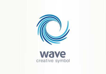 Water wave, aqua, whirlpool creative symbol concept. Blue swirl, clear spiral mix abstract business logo idea. Clean sea, ocean, pool icon. Corporate identity logotype, company graphic design tamplateのイラスト素材