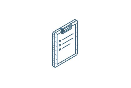 clipboard, to-do list, plan isometric icon. 3d vector illustration. Isolated line art technical drawing. Editable strokeのイラスト素材