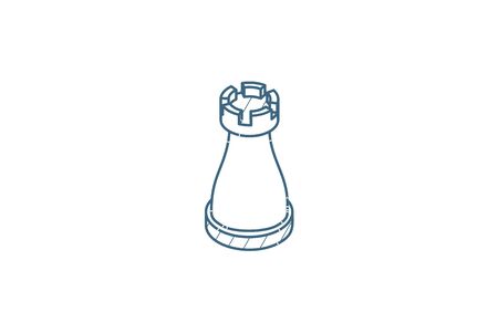 Chess isometric icon. 3d vector illustration. Isolated line art technical drawing. Editable strokeのイラスト素材