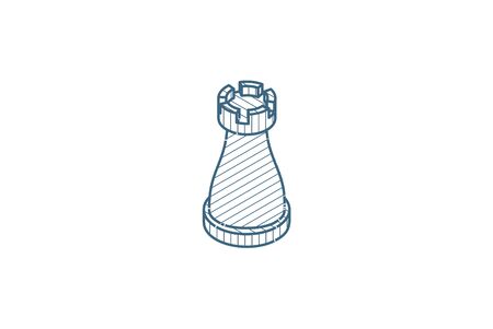 chess black, strategy isometric icon. 3d vector illustration. Isolated line art technical drawing. Editable strokeのイラスト素材