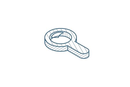 search, magnifying glass isometric icon. 3d vector illustration. Isolated line art technical drawing. Editable strokeのイラスト素材