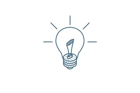 light bulb, idea isometric icon. 3d vector illustration. Isolated line art technical drawing. Editable strokeのイラスト素材