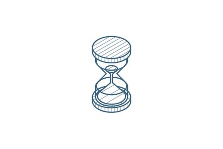 timer, sand hourglass, glass clock isometric icon. 3d vector illustration. Isolated line art technical drawing. Editable strokeのイラスト素材