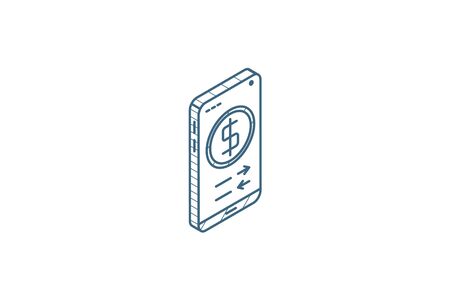 mobile payment internet banking, web pay isometric icon. 3d vector illustration. Isolated line art technical drawing. Editable strokeのイラスト素材