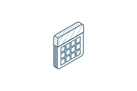 calendar isometric icon. 3d vector illustration. Isolated line art technical drawing. Editable strokeのイラスト素材
