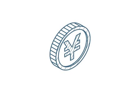 coin yen, money, finance, currency isometric icon. 3d vector illustration. Isolated line art technical drawing. Editable strokeのイラスト素材