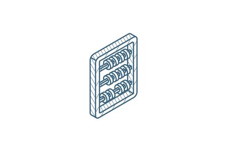 abacus, school education, mathematics or arithmetic isometric icon. 3d vector illustration. Isolated line art technical drawing. Editable strokeのイラスト素材