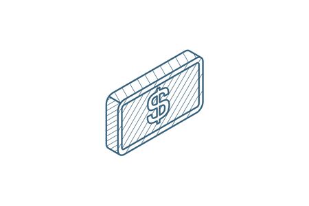 gold bar isometric icon. 3d vector illustration. Isolated line art technical drawing. Editable strokeのイラスト素材