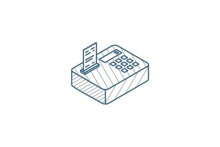 cash register isometric icon. 3d vector illustration. Isolated line art technical drawing. Editable strokeのイラスト素材
