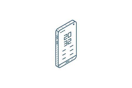 smartphone, mobile phone isometric icon. 3d vector illustration. Isolated line art technical drawing. Editable strokeのイラスト素材