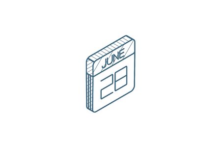date and time, calendar isometric icon. 3d vector illustration. Isolated line art technical drawing. Editable strokeのイラスト素材