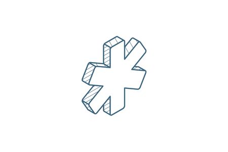 medical sign isometric icon. 3d vector illustration. Isolated line art technical drawing. Editable strokeのイラスト素材