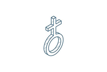woman symbol isometric icon. 3d vector illustration. Isolated line art technical drawing. Editable strokeのイラスト素材