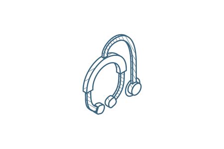 phonendoscope isometric icon. 3d vector illustration. Isolated line art technical drawing. Editable strokeのイラスト素材
