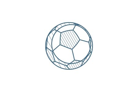 soccer ball isometric icon. 3d vector illustration. Isolated line art technical drawing. Editable strokeのイラスト素材