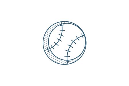 baseball ball isometric icon. 3d vector illustration. Isolated line art technical drawing. Editable strokeのイラスト素材