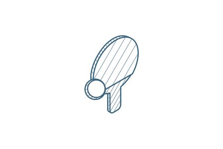 Table tennis bat and ball isometric icon. 3d vector illustration. Isolated line art technical drawing. Editable strokeのイラスト素材