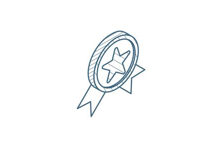 Medal, award isometric icon. 3d vector illustration. Isolated line art technical drawing. Editable strokeのイラスト素材