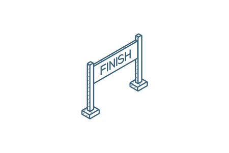 Finish banner isometric icon. 3d vector illustration. Isolated line art technical drawing. Editable strokeのイラスト素材