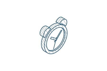alarm clock isometric icon. 3d vector illustration. Isolated line art technical drawing. Editable strokeのイラスト素材