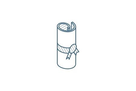 Diploma isometric icon. 3d vector illustration. Isolated line art technical drawing. Editable strokeのイラスト素材
