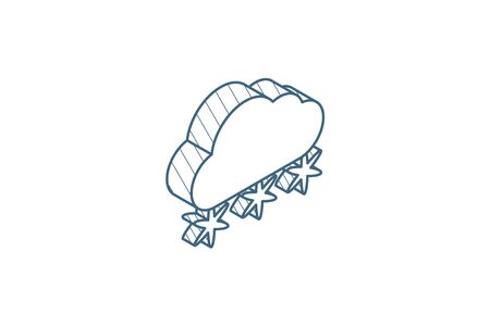 snow, snowfall cloud, winter weather isometric icon. 3d vector illustration. Isolated line art technical drawing. Editable strokeのイラスト素材