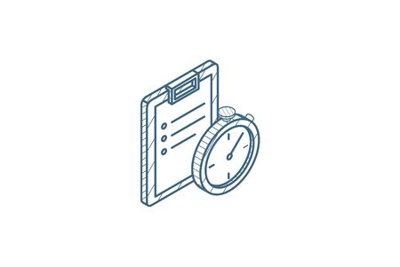stopwatch. Time management, control, planning isometric icon. 3d vector illustration. Isolated line art technical drawing. Editable strokeのイラスト素材
