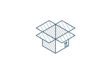 open carton box isometric icon. 3d vector illustration. Isolated line art technical drawing. Editable strokeのイラスト素材