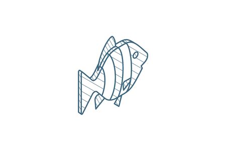 goldfish isometric icon. 3d vector illustration. Isolated line art technical drawing. Editable strokeのイラスト素材