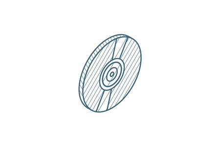 music, LP, vinyl isometric icon. 3d vector illustration. Isolated line art technical drawing. Editable strokeのイラスト素材