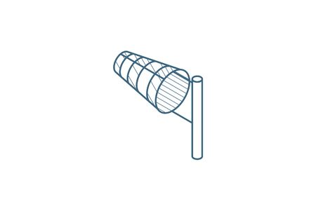 windsock, wind weather isometric icon. 3d vector illustration. Isolated line art technical drawing. Editable strokeのイラスト素材