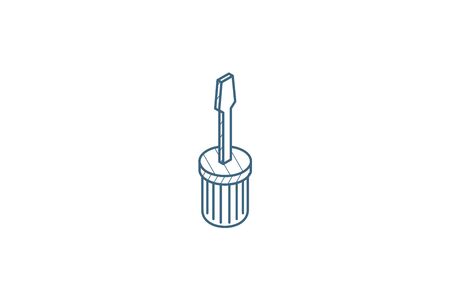 screwdriver isometric icon. 3d vector illustration. Isolated line art technical drawing. Editable strokeのイラスト素材