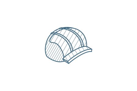 construction symbol, helmet isometric icon. 3d vector illustration. Isolated line art technical drawing. Editable strokeのイラスト素材