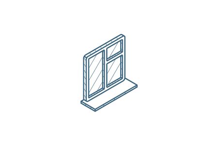 window whith sill isometric icon. 3d vector illustration. Isolated line art technical drawing. Editable strokeのイラスト素材