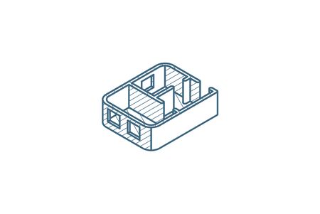 Architectural drawings. apartment plan isometric icon. 3d vector illustration. Isolated line art technical drawing. Editable strokeのイラスト素材