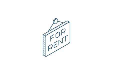 rent board sign isometric icon. 3d vector illustration. Isolated line art technical drawing. Editable strokeのイラスト素材