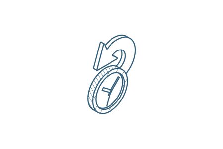 history, past time isometric icon. 3d vector illustration. Isolated line art technical drawing. Editable strokeのイラスト素材