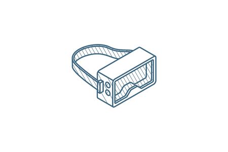 VR glasses, goggles, virtual reality 360 isometric icon. 3d vector illustration. Isolated line art technical drawing. Editable strokeのイラスト素材