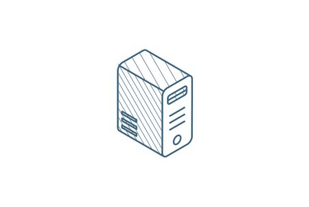 computer system unit, bloc isometric icon. 3d vector illustration. Isolated line art technical drawing. Editable strokeのイラスト素材