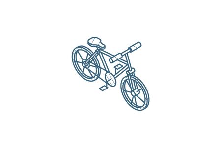 Bicycle, bike isometric icon. 3d vector illustration. Isolated line art technical drawing. Editable strokeのイラスト素材