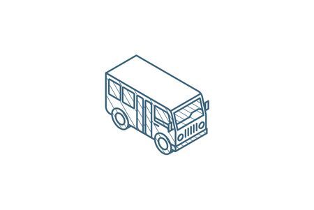 passenger bus isometric icon. 3d vector illustration. Isolated line art technical drawing. Editable strokeのイラスト素材