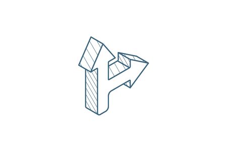 Arrow cross, turn right isometric icon. 3d vector illustration. Isolated line art technical drawing. Editable strokeのイラスト素材