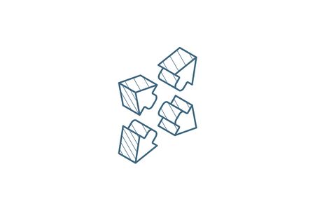 Arrows vector icon. Outside isometric icon. 3d vector illustration. Isolated line art technical drawing. Editable strokeのイラスト素材