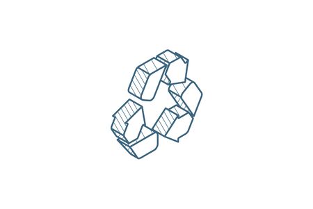Recycle green symbol. Environmental protection isometric icon. 3d vector illustration. Isolated line art technical drawing. Editable strokeのイラスト素材