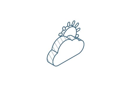 weather, Sun and cloud isometric icon. 3d vector illustration. Isolated line art technical drawing. Editable strokeのイラスト素材