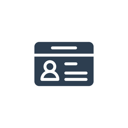 ID card, car drive licence, identity pass solid flat icon. Vector glyph illustration. Black pictogram isolated on white backgroundのイラスト素材