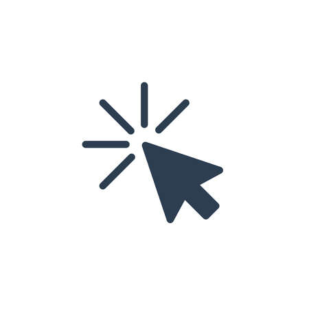 cursor arrow, click solid flat icon. Vector glyph illustration. Black pictogram isolated on white backgroundのイラスト素材