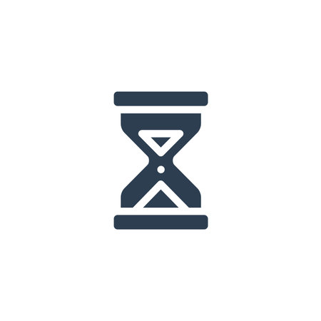 timer, sand hourglass, glass clock solid flat icon. Vector glyph illustration. Black pictogram isolated on white backgroundのイラスト素材