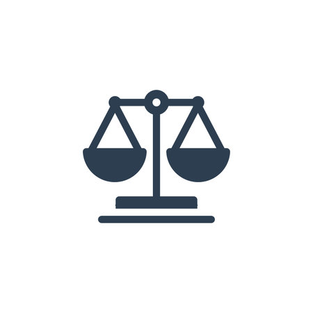 scale, justice, law, solid flat icon. Vector glyph illustration. Black pictogram isolated on white backgroundのイラスト素材